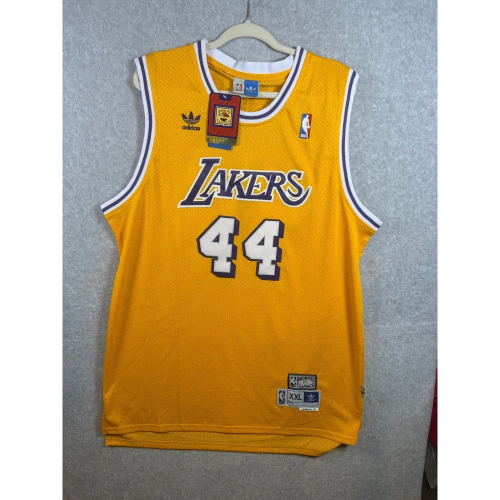 Adidas Los Angeles Lakers Jerry West 44 Hardwood Classics Jersey Yellow XXL New
